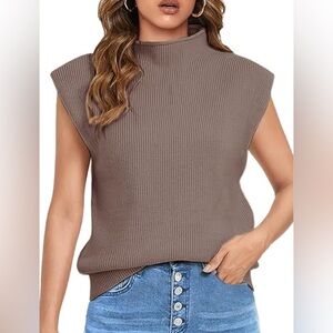 Himosyber Women's Solid Sleeveless Vest Elegant High Neck Stretchable Cap Sleeve